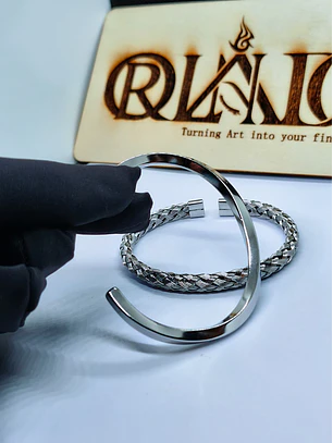 Conjunto de Braceletes Viking Prateadas em aço inoxidável