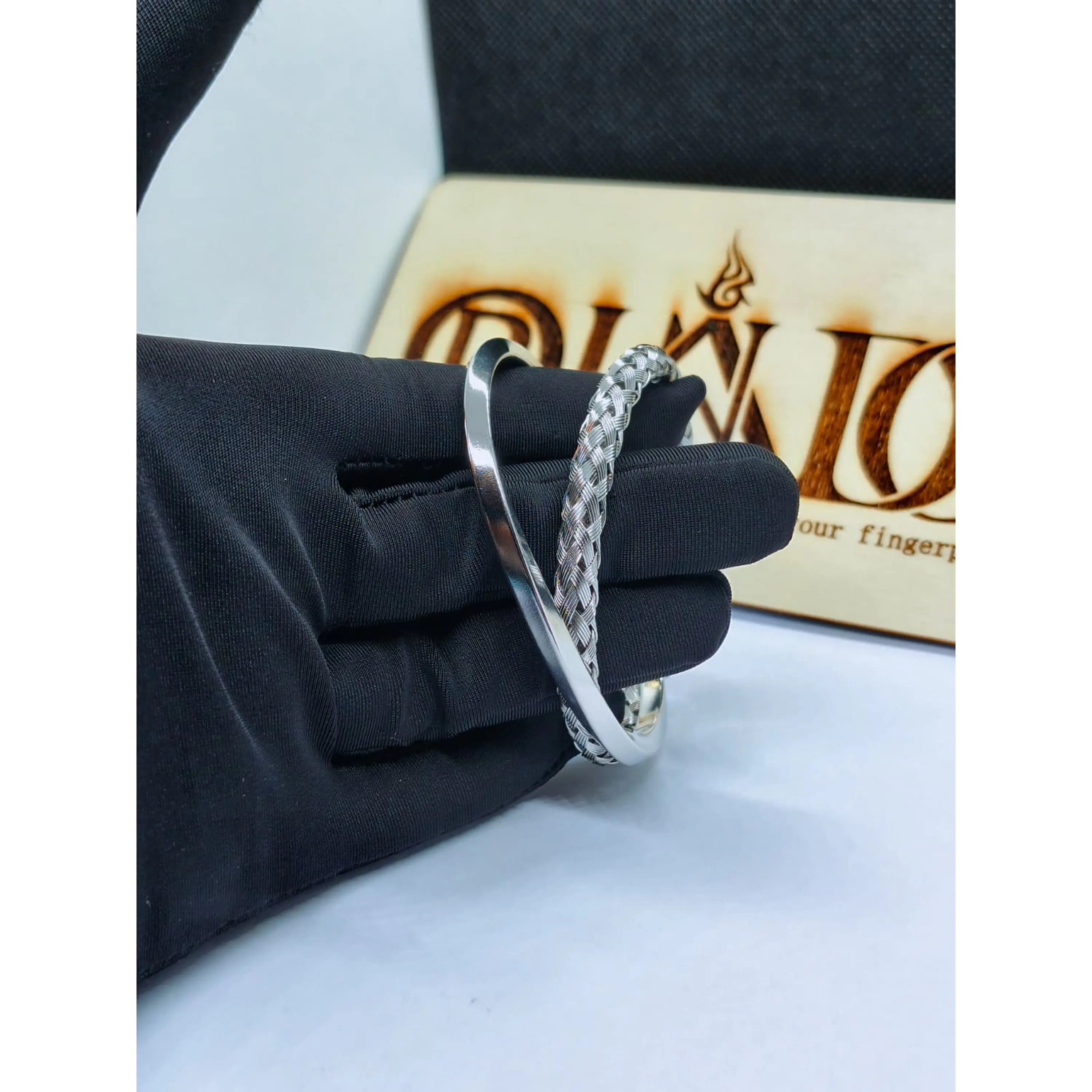 Conjunto de Braceletes Viking Prateadas em aço inoxidável 7