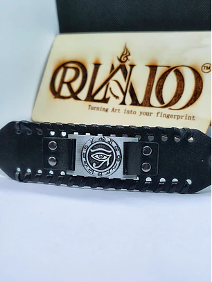 Pulseira em Couro Ajustável – Olho de Hórus