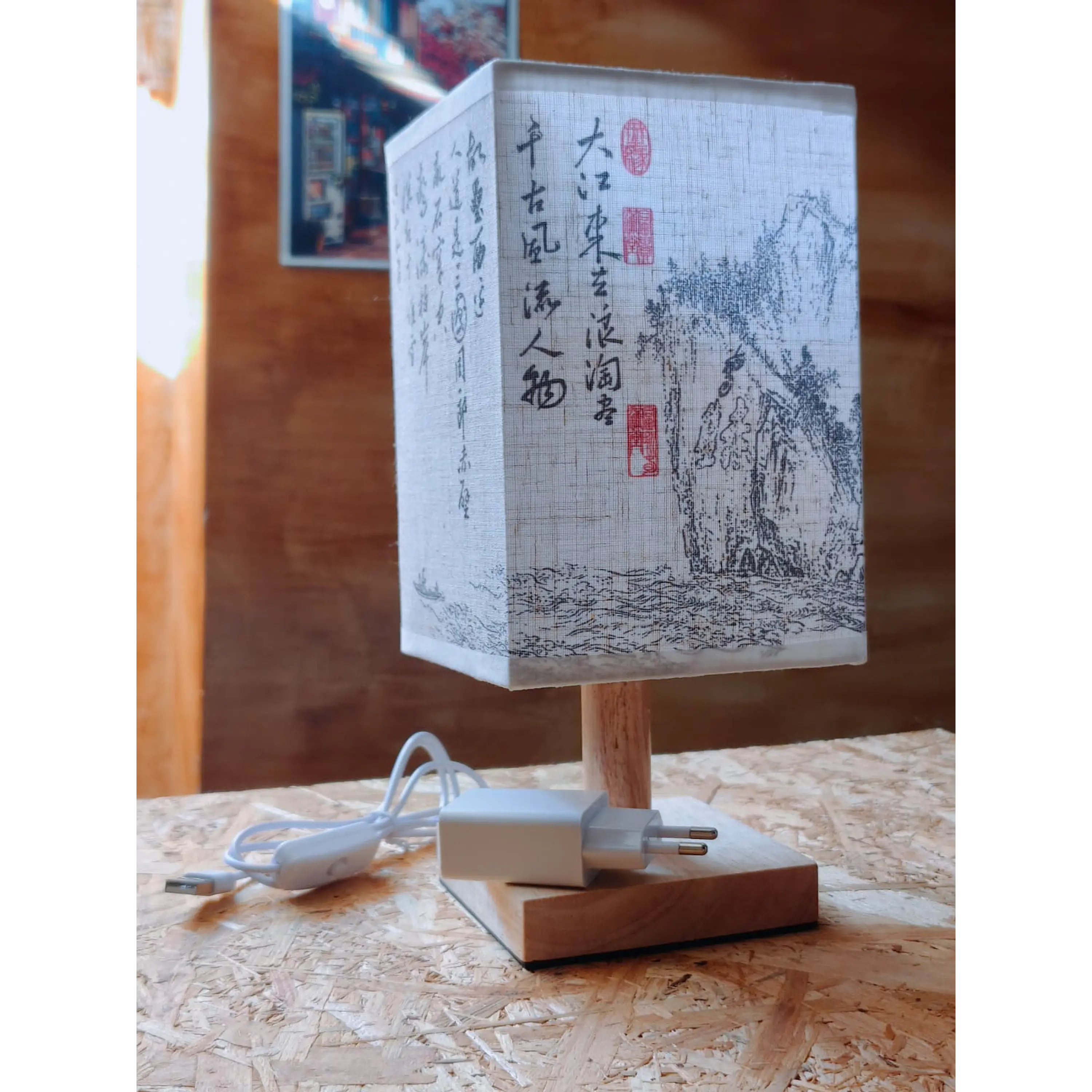 Candeeiro de Mesa Zen em Madeira – Arte Oriental 1