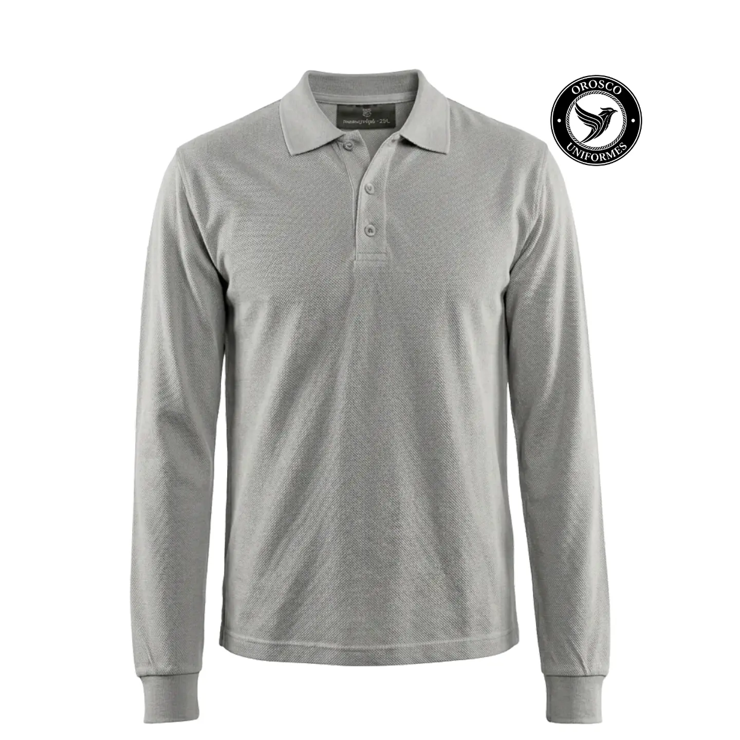 POLO PIQUE ALGODON GRIS LARGA 1