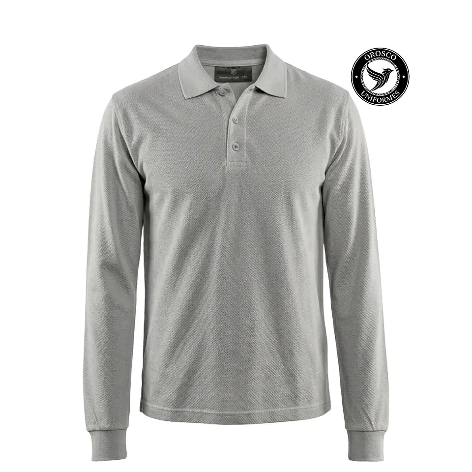 POLO PIQUE ALGODON GRIS LARGA 1