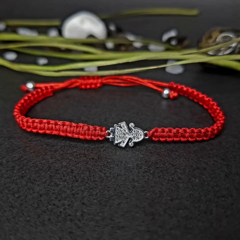 Pulsera Roja de Niña con Circones de Plata 925 - Adaptable 1