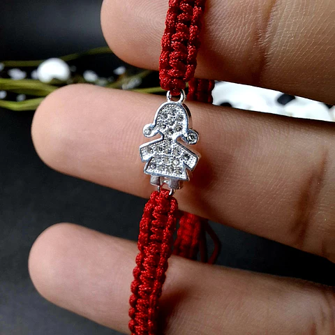 Pulsera Roja de Niña con Circones de Plata 925 - Adaptable