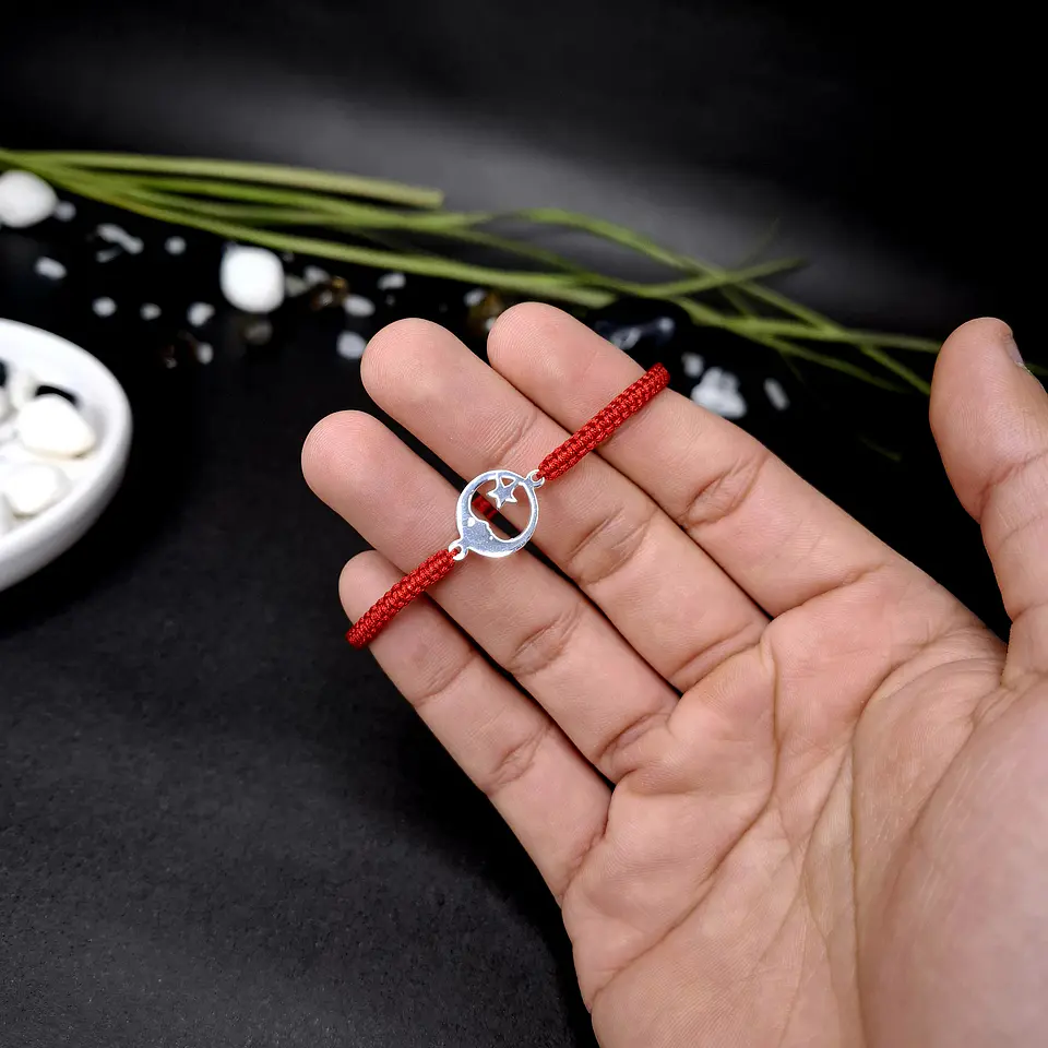 Pulsera Roja con Luna de Plata 925 - Adaptable 2