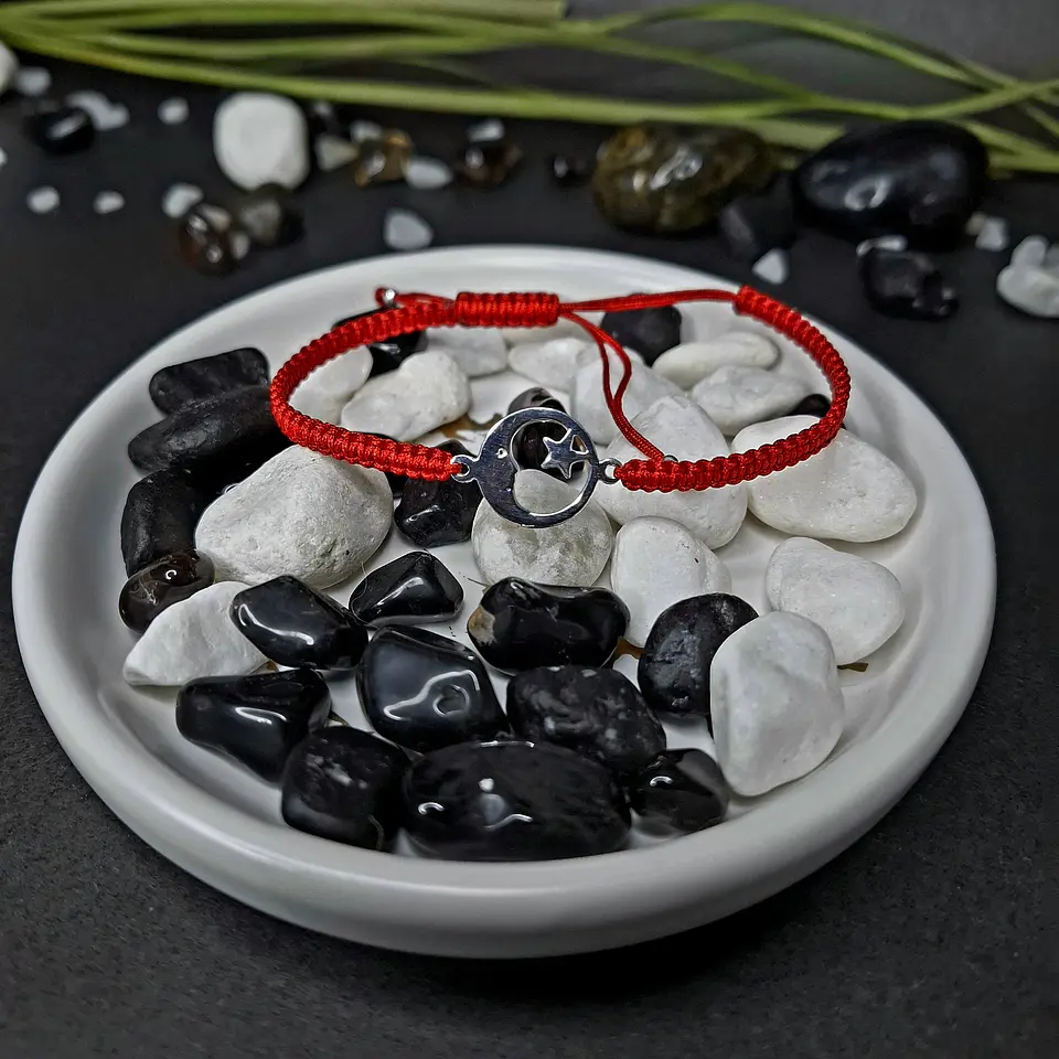 Pulsera Roja con Luna de Plata 925 - Adaptable 3