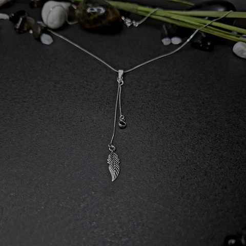 Collar con Dije de Ala y Circon 40 cm x 1 mm de Plata 925