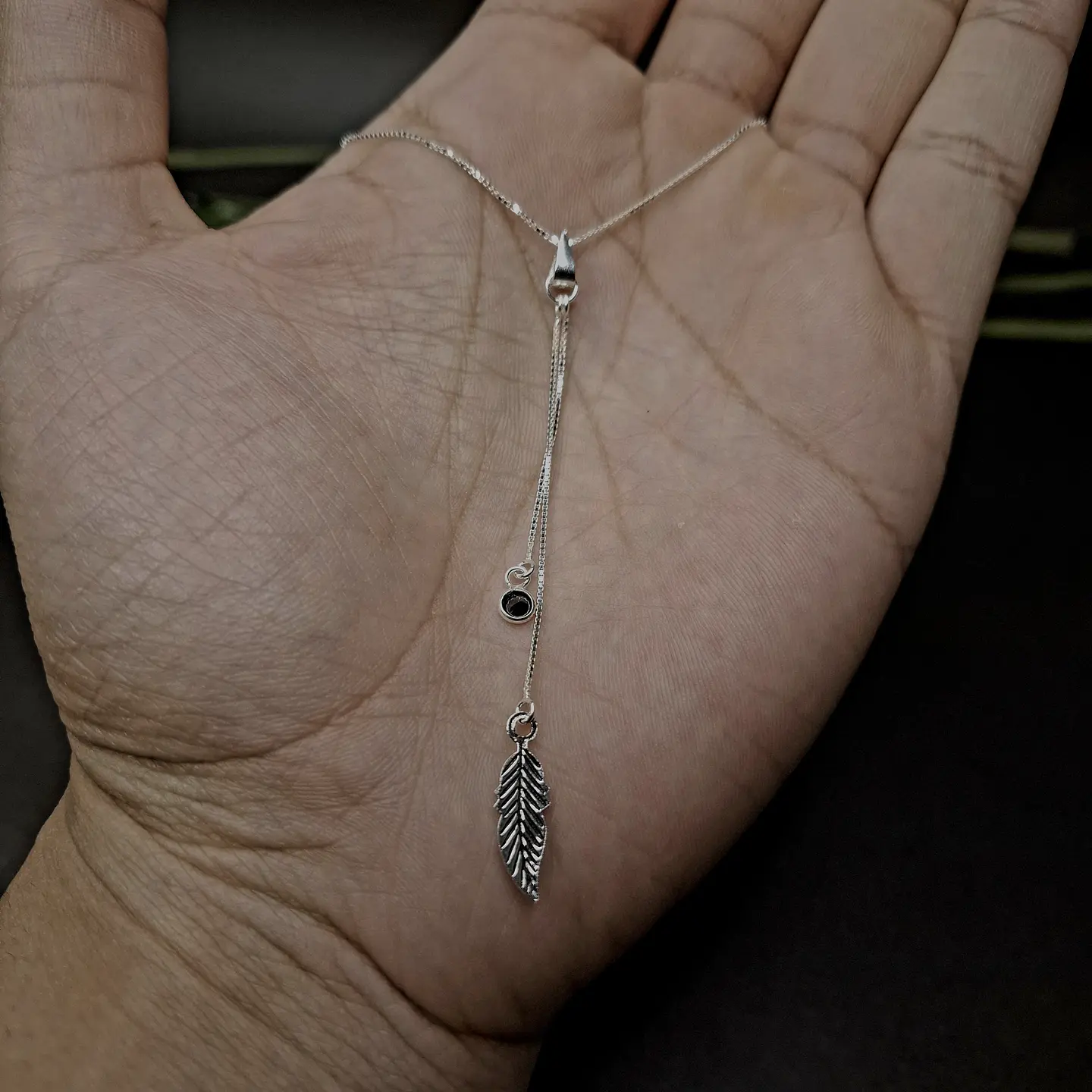 Collar con Dije de Ala y Circon 40 cm x 1 mm de Plata 925 2