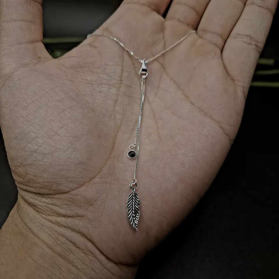 Collar con Dije de Ala y Circon 40 cm x 1 mm de Plata 925 2