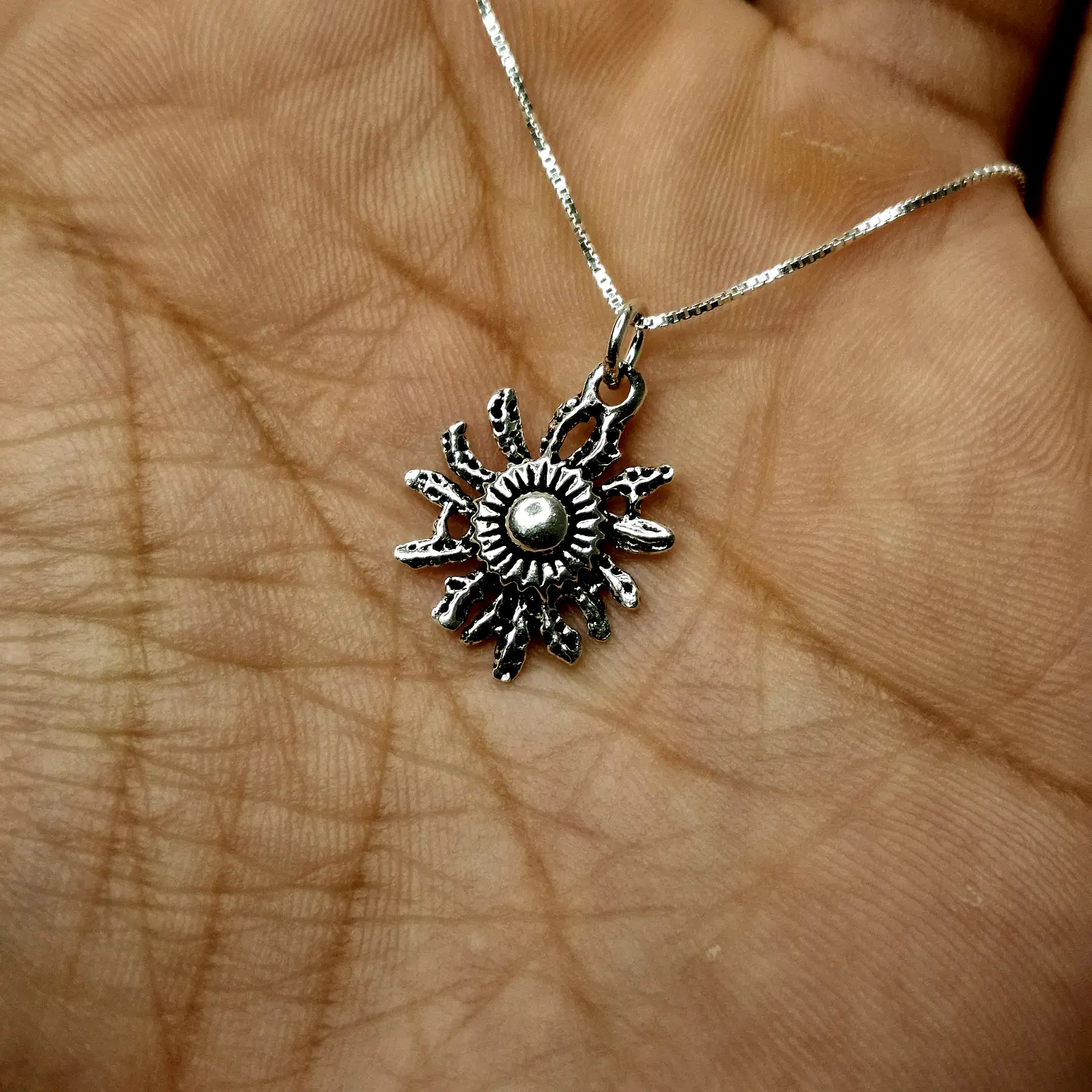 Colgante Sol Añejado de Plata 925  2