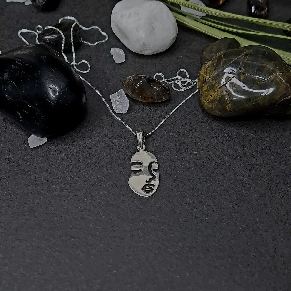 Colgante Cara Abstracta de Plata 925 1
