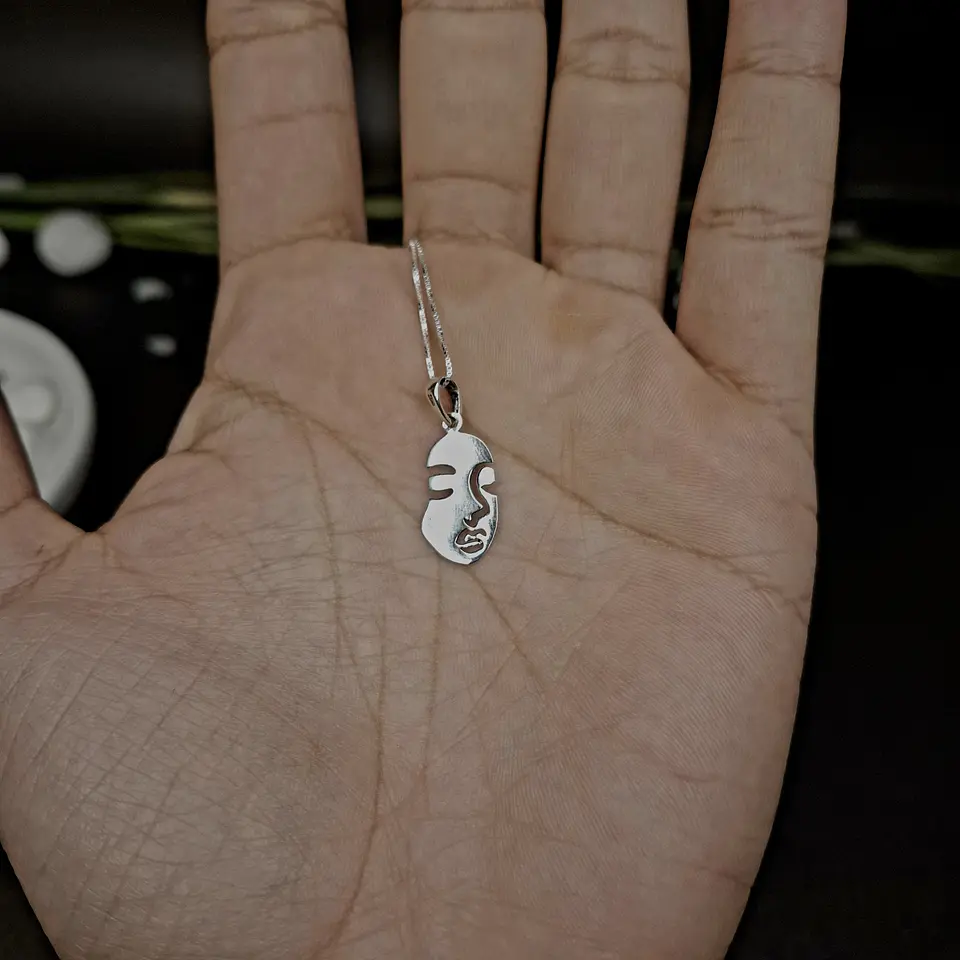 Colgante Cara Abstracta de Plata 925 2