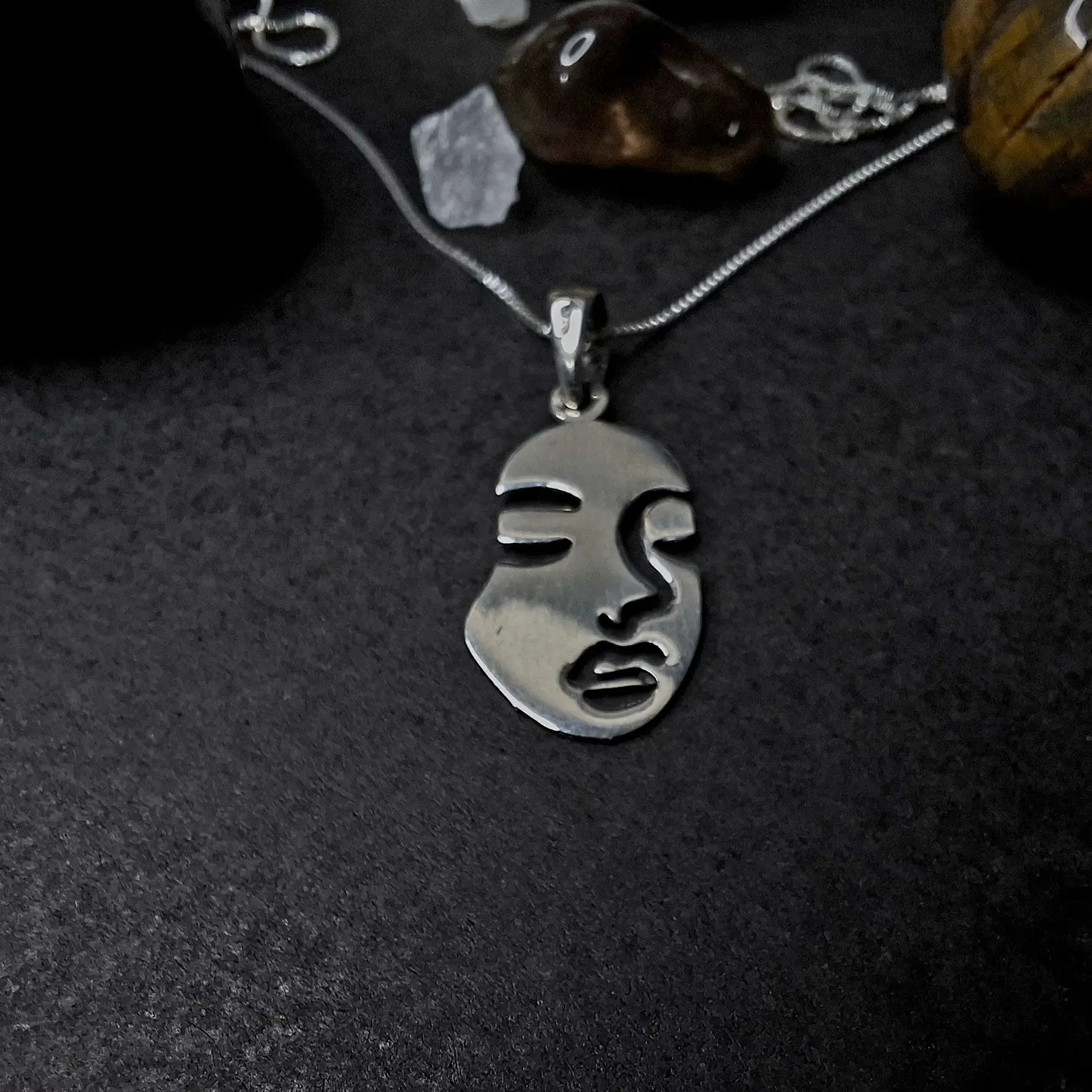 Colgante Cara Abstracta de Plata 925 3