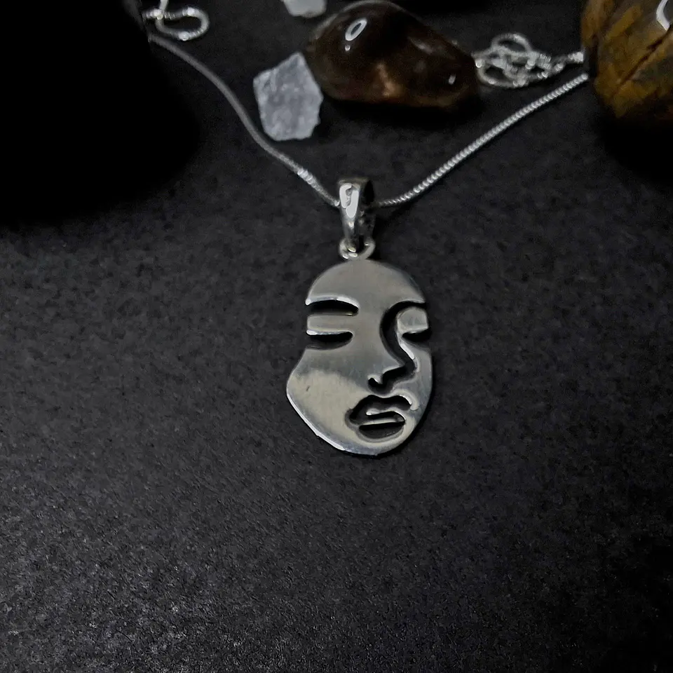 Colgante Cara Abstracta de Plata 925 3