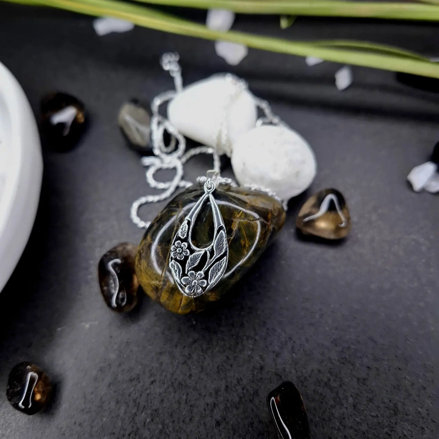 Colgante Flores Colgantes Añejadas de Plata 925 1