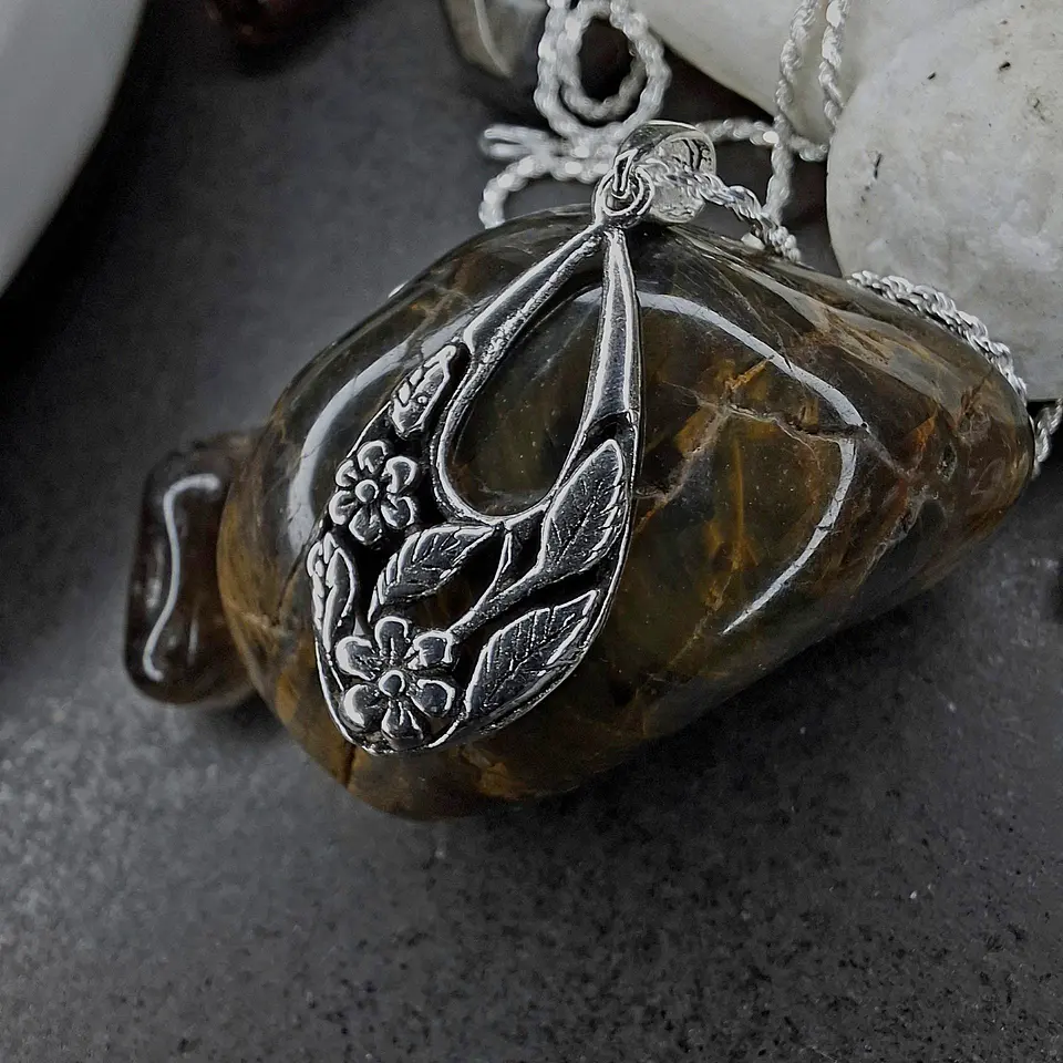 Colgante Flores Colgantes Añejadas de Plata 925 3