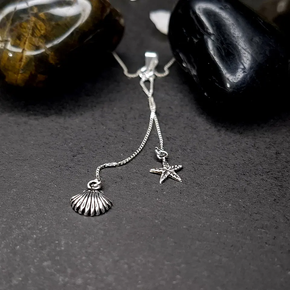 Collar Concha y Estrella Añejadas de Plata 925 1