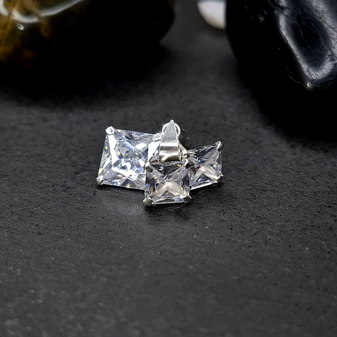 Conjunto Circones Cuadrados de Plata 925