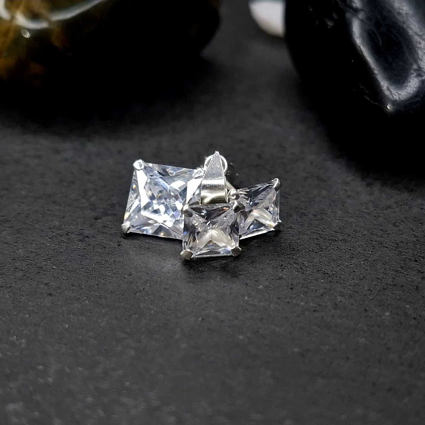 Conjunto Circones Cuadrados de Plata 925 1