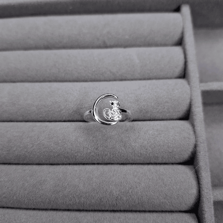 Anillo Gato con Circones de Plata 925 1