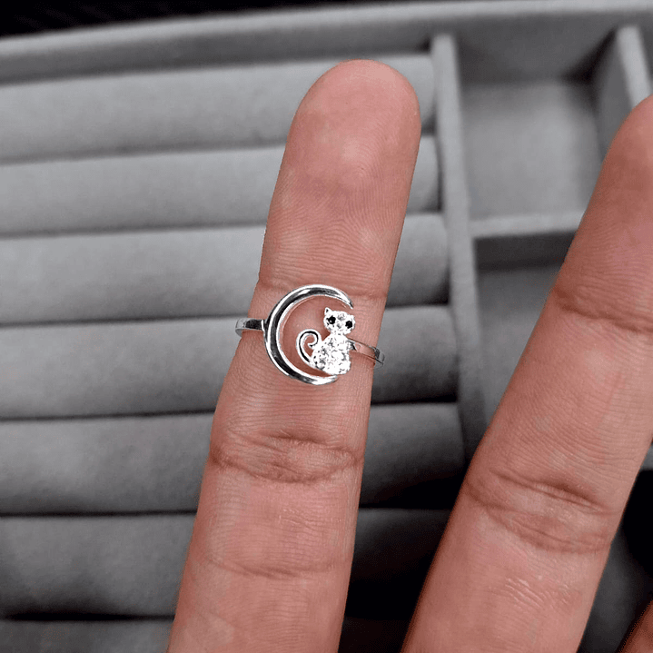 Anillo Gato con Circones de Plata 925 2