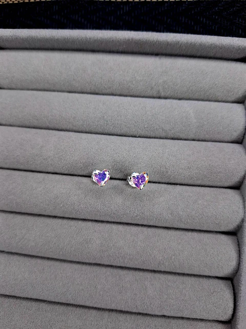 Aros Corazón Tornasol de Plata 925 