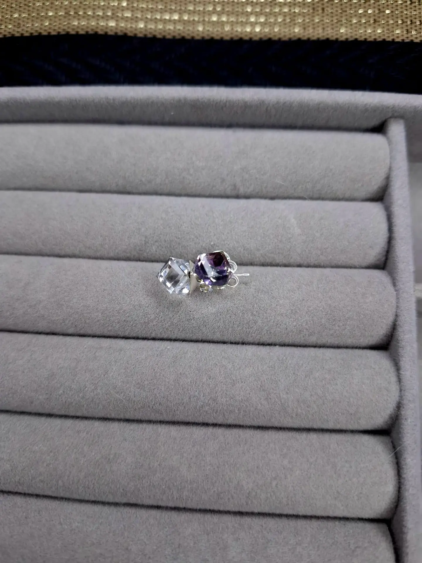 Aros Cubos Cristal Lila de Plata 925 1