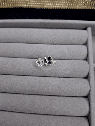 Aros Cubos Cristal Lila de Plata 925