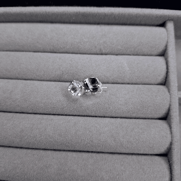 Aros Cubos Cristal Lila de Plata 925 1