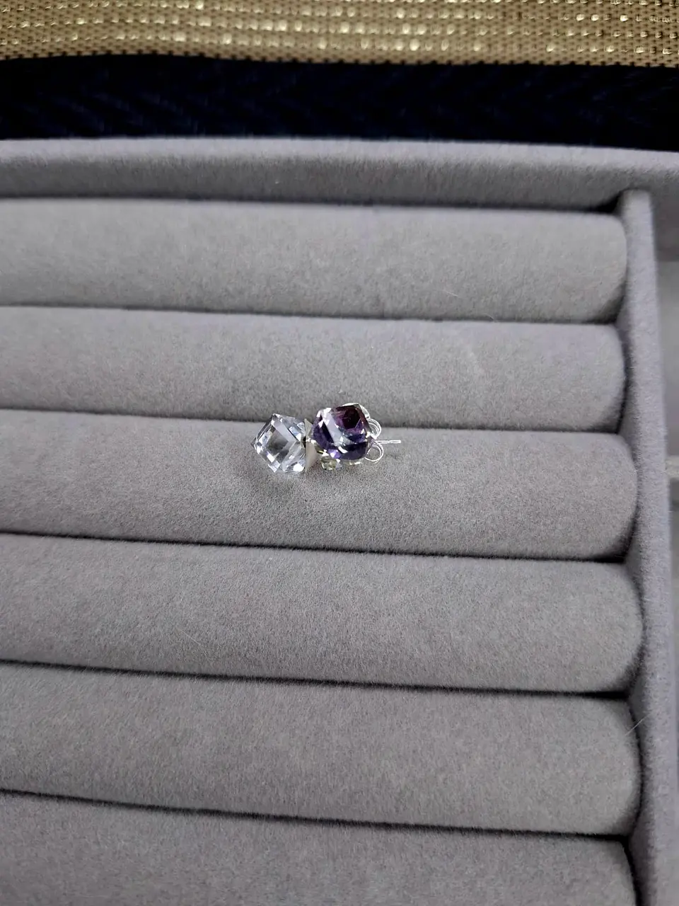 Aros Cubos Cristal Lila de Plata 925 1