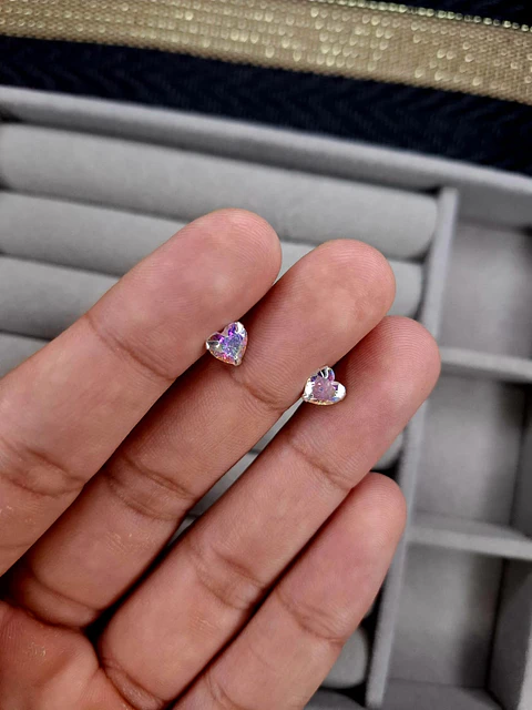 Aros Corazón Tornasol de Plata 925 