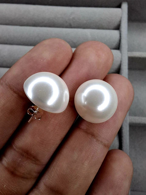 Aros Medias Perlas de Plata 925