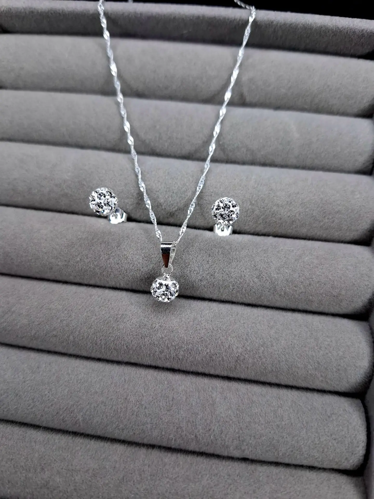 Conjunto Strass Blanco 6 mm de Plata 925 1