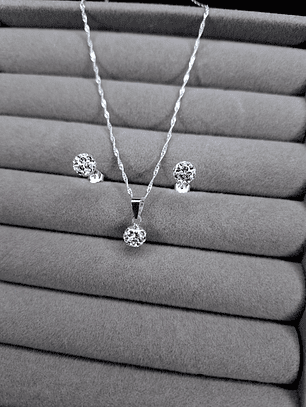 Conjunto Strass Blanco 6 mm de Plata 925