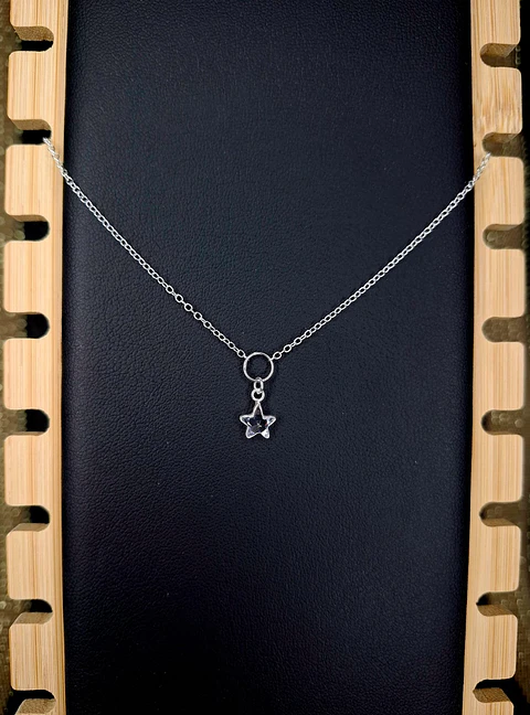 Collar Circón Transparente en Forma de Estrella 35 cm Plata 925