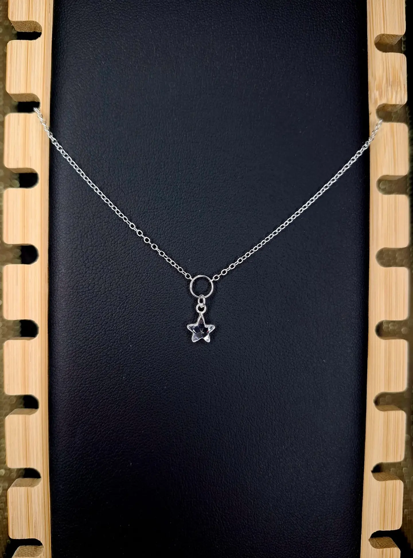 Collar Circón Transparente en Forma de Estrella 35 cm Plata 925 1