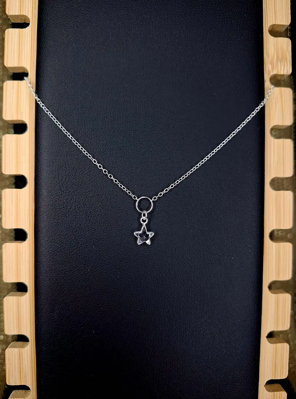 Collar Circón Transparente en Forma de Estrella 35 cm Plata 925 1