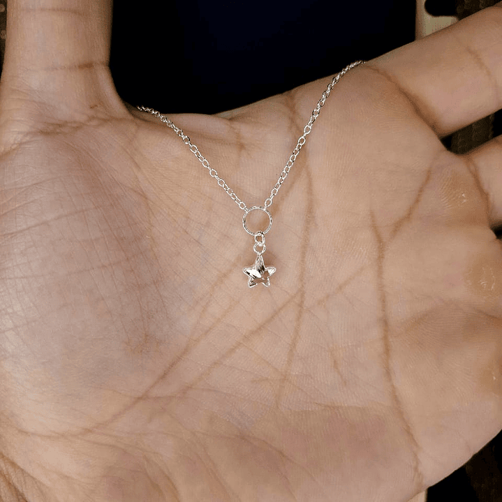 Collar Circón Transparente en Forma de Estrella 35 cm Plata 925 2