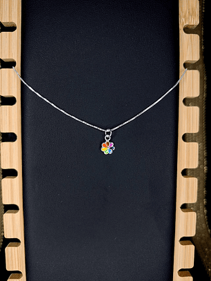 Collar Flor Arcoíris 35 cm Plata 925