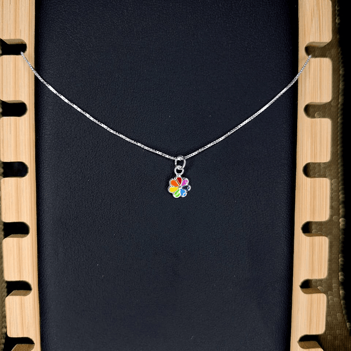 Collar Flor Arcoíris 35 cm Plata 925 1