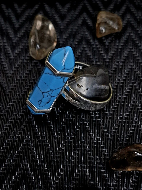 Anillo Ajustable Barra Turquesa Estilo Boho