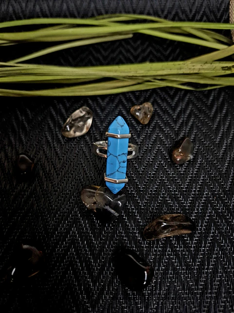 Anillo Ajustable Barra Turquesa Estilo Boho