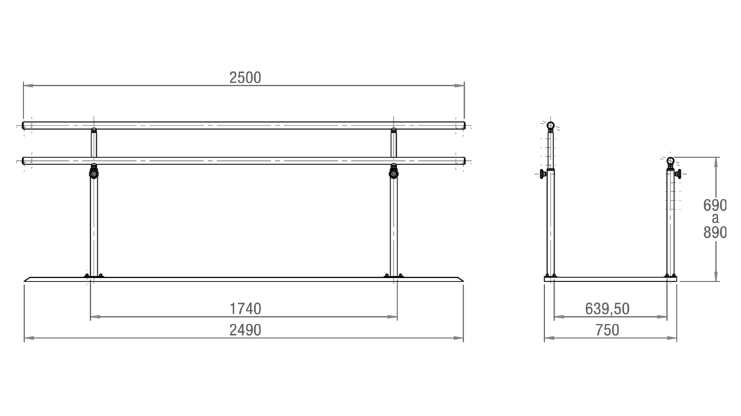 Barras Paralelas com Base em Madeira faia e Tela Antiderrapante 2