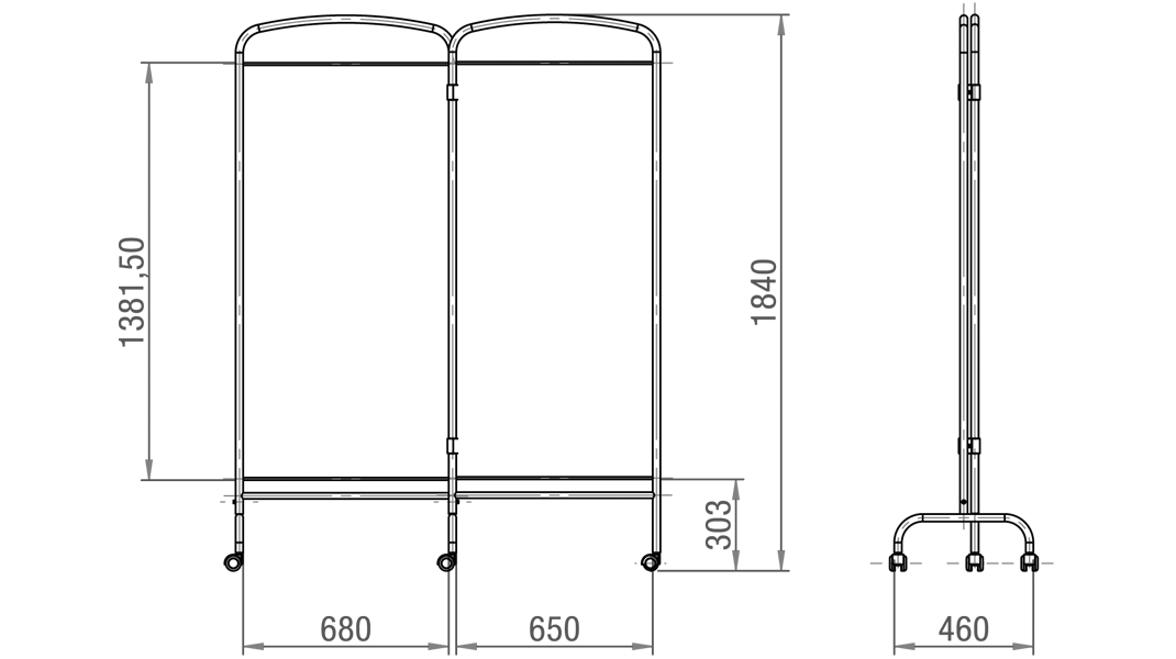BIOMBO Duplo curvo articulação nylon com rodas 2