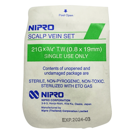 Conjuntos de Infusión con Alas (Mariposa) Nipro – 21G x 3/4 (0,8x19mm) – Verde