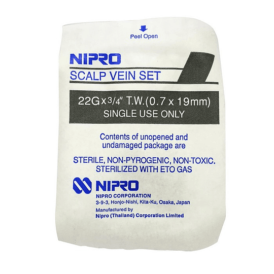 Conjuntos de Infusión con Alas (Mariposa) Nipro – 22G x 3/4 (0,7x19mm) – Negro
