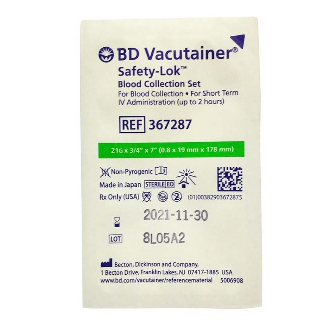 367287 – Conjuntos de Infusión con Alas (Mariposa) BD 21G x3/4 (0.8 x 19mm x 178mm) 2