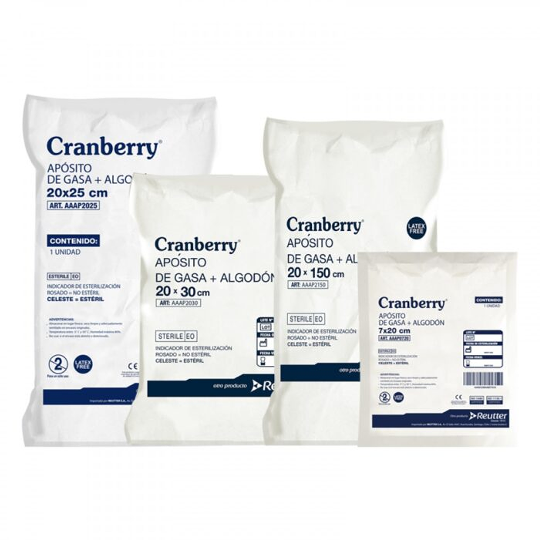 Apósito de Gasa + Algodón 20x25 Cranberry - Bolsa 10 unidades 1