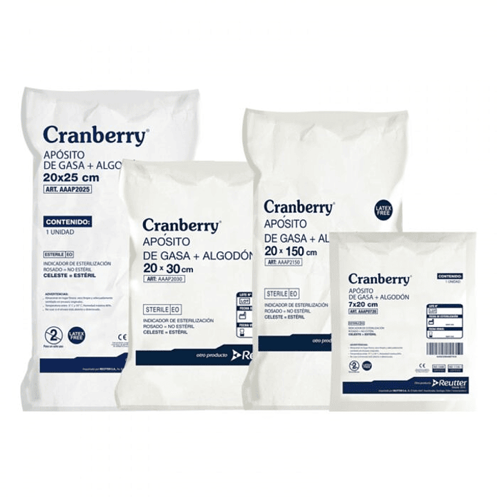 Apósito de Gasa + Algodón 20x25 Cranberry - Bolsa 10 unidades 1