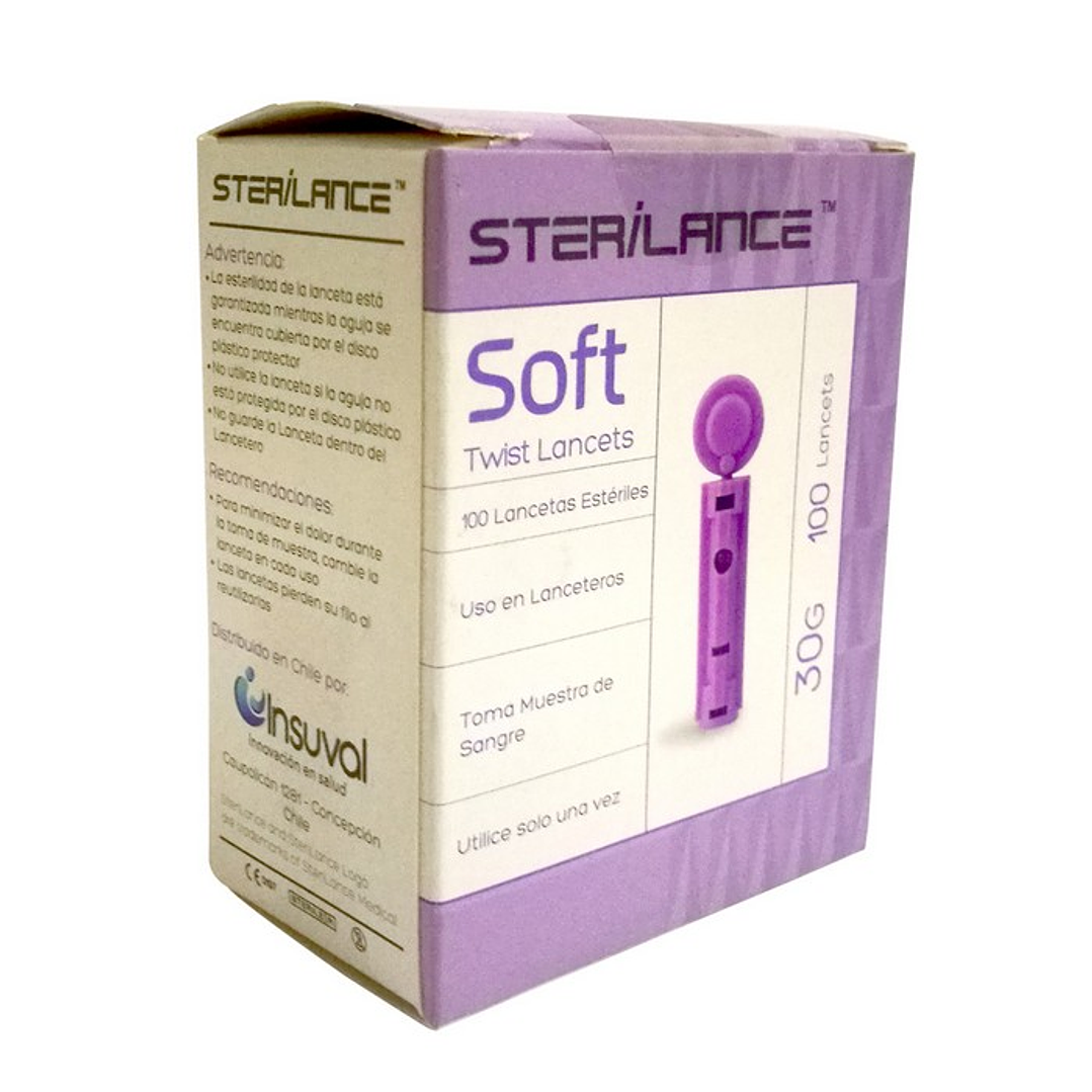 Sterilance Soft Twist Lancets – Lancetas Universales 100 Unidades 30G 3